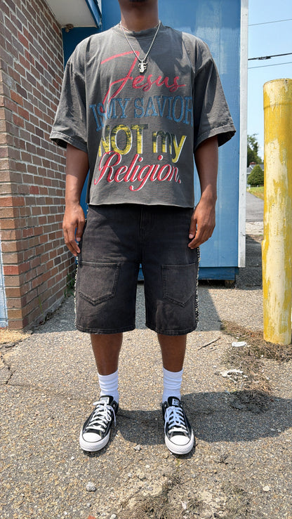 Jesus Is My Savior Not My Religion Grey Shirt