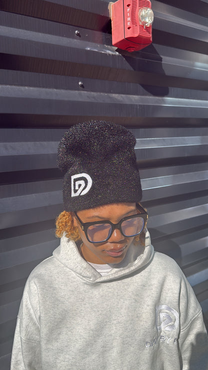 Black Mohair Day By Day Logo Beanie