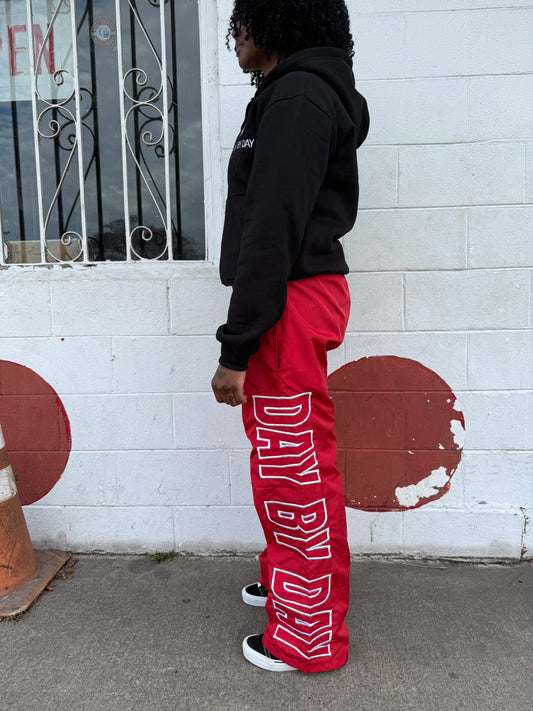 Red Day By Day Nylon Track Pants