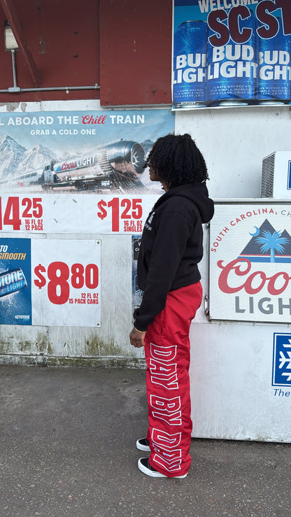 Red Day By Day Nylon Track Pants